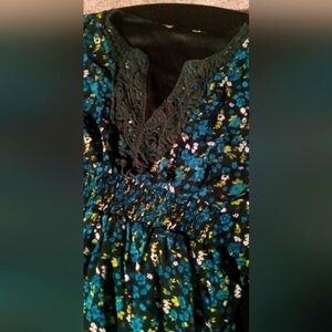 Floral Smocked Dress with Lace Detail